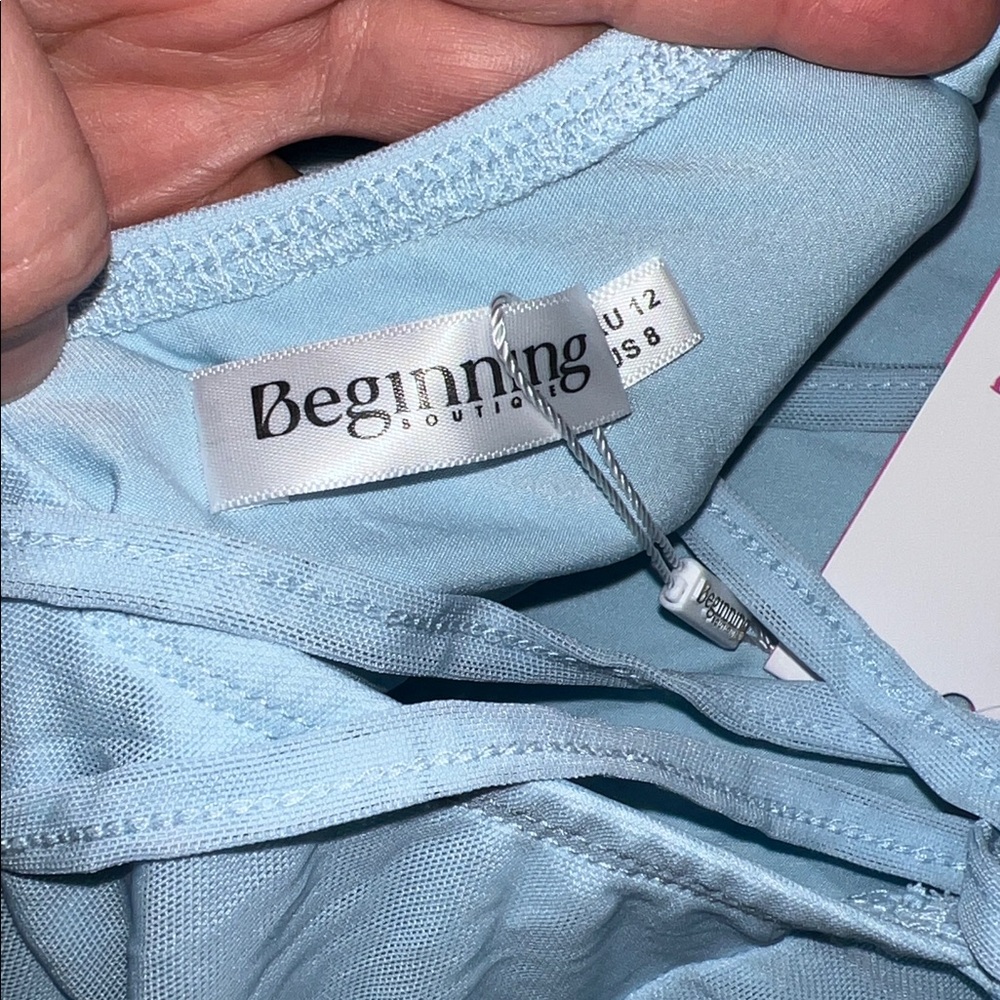 NEW Beginning Boutique Sierra Blue Mesh Mini Dress - Picture 8 of 9